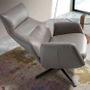 Armchairs - Reclining swivel armchair upholstered in grey leather and darkened steel - ANGEL CERDÁ