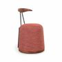 Chaises - Credu - Pouf et fauteuil en teck avec tissu rouge - ALANKARAM