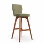 Chaises - Besili - Chaise haute/de bar en bois massif avec tissu vert bandicoot - ALANKARAM