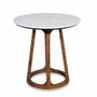 Other tables - Kruhy - Teakwood Cafe Table with Stone Top - ALANKARAM