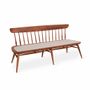 Benches - Buyuk Teakwood Bench with Off white Fabric - ALANKARAM