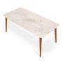 Dining Tables - Ambu - Teakwood Dining Table with Stone Top - ALANKARAM