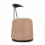 Chaises - Credu - Pouf et chaise en bois massif avec tissu couleur crème - ALANKARAM