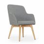 Chaises - Dolt - Chaise de salle à manger en bois massif avec tissu gris - ALANKARAM