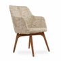 Chaises - Dolt - Chaise de salle à manger en teck avec tissu floral crème - ALANKARAM