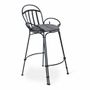 Chaises - Elu - Chaise haute en métal avec tissu gris ardoise - ALANKARAM