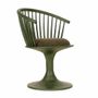 Chaises - Eski - Chaise en bois massif avec tissu vert - ALANKARAM
