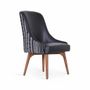 Chairs - Faraja - Teakwood Dining Chair with Leatherette Black Printed Fabric - ALANKARAM
