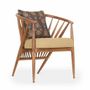 Chambres d'enfants - Hloma - Chaise de salle à manger en teck avec tissu imprimé vert - ALANKARAM