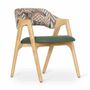 Chaises - Ikkita - Chaise de salle à manger en bois massif avec similicuir vert - ALANKARAM