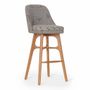 Chaises - Irutu - Chaise haute avec tissu gris imprimé - ALANKARAM