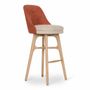Chaises - Irutu - Chaise haute en tissu rouge et blanc cassé - ALANKARAM
