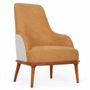 Chairs - Iyi - Lounge Chair with Ligh Yellow Fabric - ALANKARAM