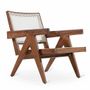 Chaises - Jeanneret - Fauteuil en teck et rotin blanc cassé - ALANKARAM