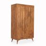 Wardrobe - Krizovy Teakwood Storage Unit with Brass (Medium) - ALANKARAM