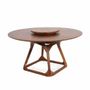 Dining Tables - Krug Teakwood Dining Table with Square Base - ALANKARAM