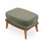 Ottomans - Lega - Teakwood Footstool with Green Fabric - ALANKARAM