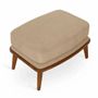 Ottomans - Lega - Teakwood Footstool with Grey Fabric - ALANKARAM
