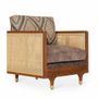 Sofas - Luk - Teakwood Brown Fabric Sofa - ALANKARAM