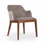 Chaises - Ozlu - Chaise de salle à manger en teck avec tissu crème fumé - ALANKARAM