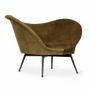 Chaises - Paligo - Fauteuil Lounge en Tissu Vert Olive - ALANKARAM