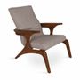Chaises - Piko - Fauteuil Lounge en Tissu Imprimé Crème - ALANKARAM