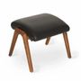 Footrests - Piko - Teakwood Footstool With Black Leatherette - ALANKARAM