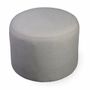 Ottomans - Pouffe - Round Ottoman with Grey Fabric - ALANKARAM