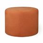 Ottomans - Pouffe - Round Ottoman with Orange Fabric - ALANKARAM