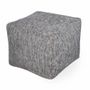 Ottomans - Pouffe - Square Ottoman with Black and Grey Fabric - ALANKARAM