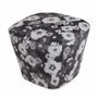 Ottomans - Pouffe - Square Pyramid Shaped Ottoman with Smoky Grey Printed Fabric - ALANKARAM