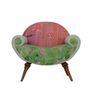 Chairs - Puoli - Lounge Chair with Green Fabric - ALANKARAM