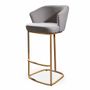 Chairs - Qiya - Metal High / Bar Chair with Grey fabric - ALANKARAM
