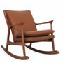 Chaises - Ruru - Fauteuil à bascule en cuir beige - ALANKARAM