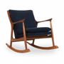 Chairs - Ruru - Lounge Chair with Dark Blue Fabric - ALANKARAM