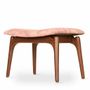 Repose-pieds - Ruru - Repose-pieds en teck avec tissu rose saumon - ALANKARAM