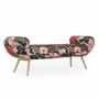 Canapés - Santai - Banc en bois massif avec tissu imprimé multicolore - ALANKARAM
