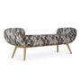 Sofas - Santai - Solidwood Bench with Multicolor Printed Fabric - ALANKARAM
