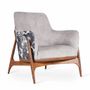 Chaises - Syva - Fauteuil lounge en tissu imprimé beige et noir - ALANKARAM