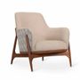 Chairs - Syva - Lounge Chair with Cream, White Printed Fabric - ALANKARAM