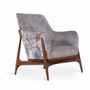 Chairs - Syva - Lounge Chair with Purple, Printed Fabric - ALANKARAM