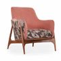 Chairs - Syva - Lounge Chair with Red and Black Floral Printed Fabric - ALANKARAM