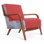 Chaises - Tordu - Fauteuil Lounge en tissu imprimé rouge et bleu - ALANKARAM