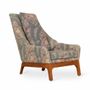 Chairs - Toso - Lounge Chair with Green Printed Fabric - ALANKARAM