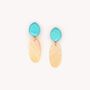 Bijoux - Grandes boucles d'oreilles poussoir lagon & nacre dorée - Izmir - NATURE BIJOUX