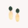 Bijoux - Grandes boucles d'oreilles poussoir émeraude & nacre dorée - Izmir - NATURE BIJOUX