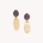 Bijoux - Grandes boucles d'oreilles poussoir améthyste & nacre dorée - Izmir - NATURE BIJOUX