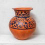 Vases - Painted clay vase in terracotta with blue details - HUAKAL