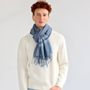 Scarves - MAXENCE blue wool scarf - MONSIEUR CHARLI