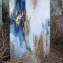 Paintings - Original handmade abstract painting in gray blue gold named "Flow" - MATISS ART STUDIO